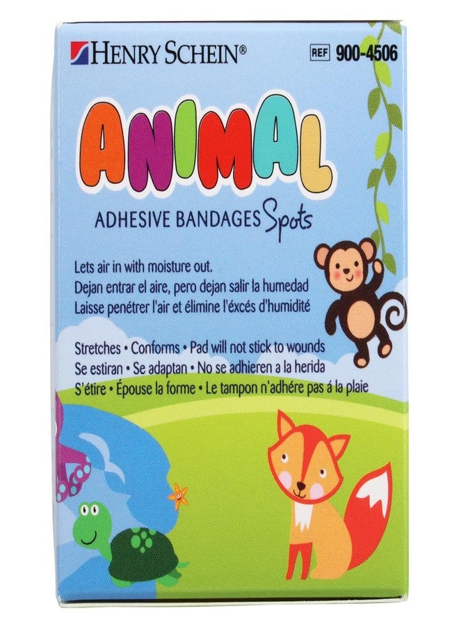 Henry Schein Adhesive Spot Bandages – 7/8" Round, Animal Print – Box of 100 Sterile Plastic Bandages – Flexible, Breathable & Individually Wrapped - Image 1